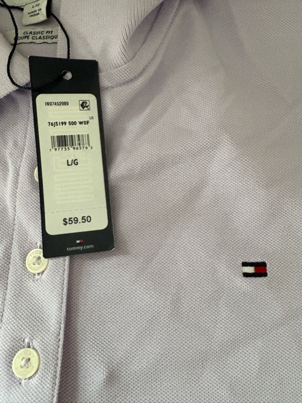 Tommy Hilfiger Light Lavender Polo with Flag Logo